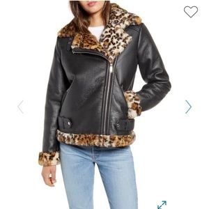 Sam Edelman Faux Cheetah Leather Moto Jacket